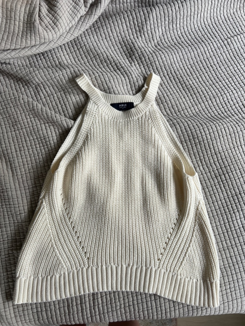 Able Ivory Knit Halter Sweater Tank